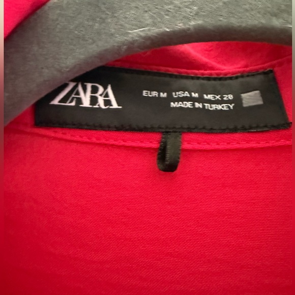 Zara Hot Pink Collared Button Up Long Sleeve Blouse with Pearl Embellishments M - Picture 8 of 14